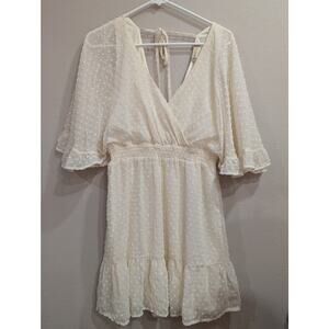 Pretty mini length Swiss dot cream color dress by altar'd state size Medium